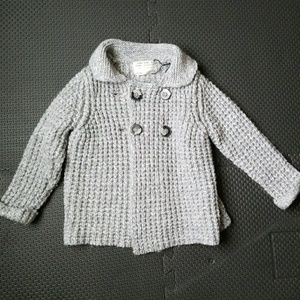 Zara girls gray knit jacket 3/4